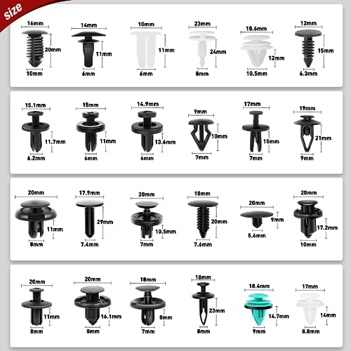 Nilight 845Pcs Car Push Retainer Clips Auto Fasteners Assortment Nylon - color: 845Pcs Clips + Remover