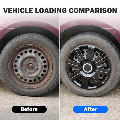 15" Wheel Covers Hubcaps, 15inch Wheel Hub Caps OEM Rim Protectors - color: 5056-Black Lacquer-15
