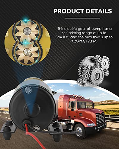 Mxmoonant 12V Oil Transfer Pump, 3.2GPM Self Priming Oil Change Pump