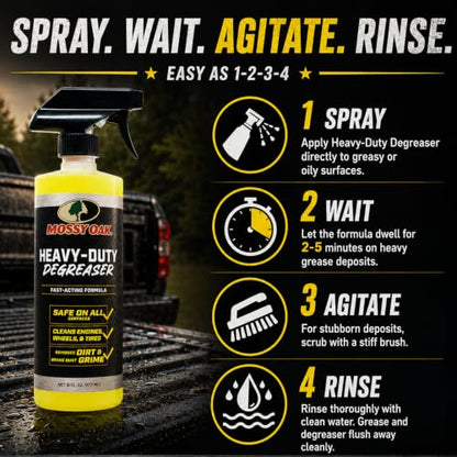 Mossy Oak Heavy-Duty Degreaser - Fast-Acting Citrus, Engines & Tires, 16 oz