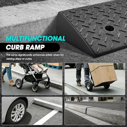 DNA Motoring 2pcs 5.2" Rise Rubber Curb Ramp Heavy Duty Loading Driveway Ramp Threshold Ramp 19.1" W x 13.5" D x 5.2" H for Loading Dock, Warehouse, Motorcycles, Cars, TOOLS-00645 - style: 5.2 in 2pcs