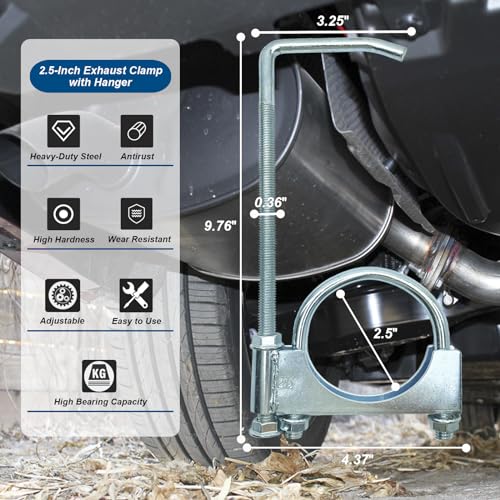 2.5" Universal Exhaust Clamp With Hanger, Muffler Hanger, 1 Pack - size: 2.5"
