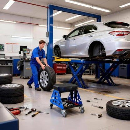 Mechanic Stool 400 LBS Capacity Garage Stool Gift for Men, Heavy Duty Rolling Mechanics Seat, Tools for Automotive Auto Repair (Blue-1) - color: Blue-1