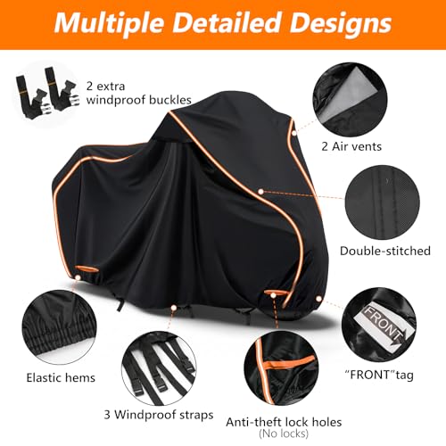 420D Cotton Lining Waterproof Motorcycle Cover for Harley Davidson Cruiser - size: for Cruiser Models