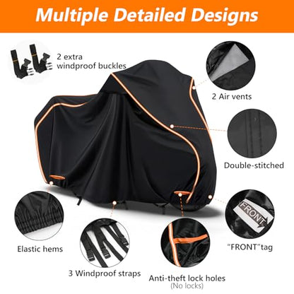 420D Cotton Lining Waterproof Motorcycle Cover for Harley Davidson Cruiser - size: for Cruiser Models
