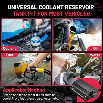 BDFHYK Coolant Overflow Tank, Aluminum Radiator Reservoir Tank, 2L Reservoir Expansion Tank Universal, Black - color: black, size: 2 Liters