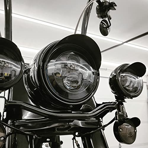 Eagle Lights 8700BPK 7 Inch LED Headlight with 4.5" LED Passing/Spot Lamp/Passing Light Kit Compatible With Harley Davidson® And Indian® Motorcycles - Generation I/Black Kit - size: No Installation Accessories