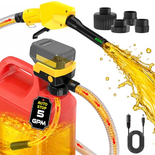 Keimi Cordless Electric Fuel Transfer Pump, Auto-Stop & Hand Trigger Nozzle - color: Black Yellow