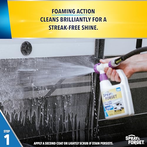 Spray & Forget RV & Camper Wash and Wax Combo, Includes RV & Camper Wash (1 Quart) and Wax (1 Quart) with Convenient, Ready-to-Use Hose End Adapters - style: Wash & Wax Combo
