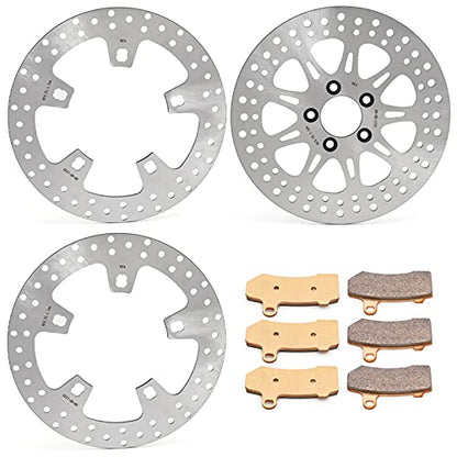 TOFR 11.8" Front Rear Brake Rotors with Pads for Harley Touring 2014-2023 - color: Silver