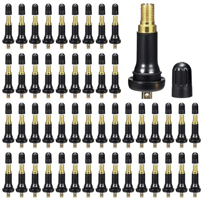 Saihisday TR413 Valve Stems Black Rubber Snap-in Tire Valve Wheel Rim Stems TPMS for GM Chevy (Pack of 100)