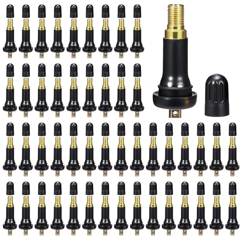 Saihisday TR413 Valve Stems Black Rubber Snap-in Tire Valve Wheel Rim Stems TPMS for GM Chevy (Pack of 100)
