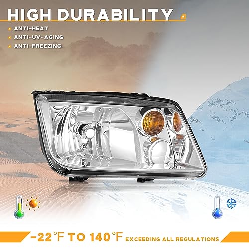 WEELMOTO Headlights for 1999-2005 VW Jetta Mark 4 without Fog Halogen