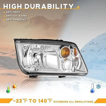 WEELMOTO Headlights for 1999-2005 VW Jetta Mark 4 without Fog Halogen