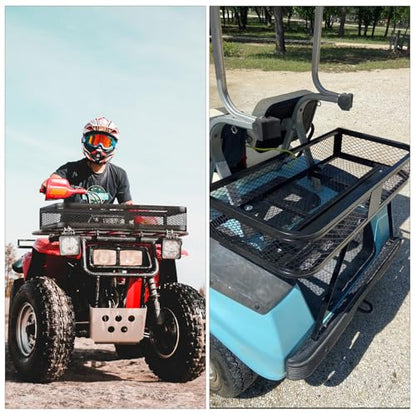 Nilight ATV Front Cargo Basket, 17" W x 36" L x 6.3" H Racks and Baskets with Steel Mesh Frame, Heavy Duty ATV Storage Cargo Box Attachments for Luggage Carrier - color: ATV Front Cargo Basket