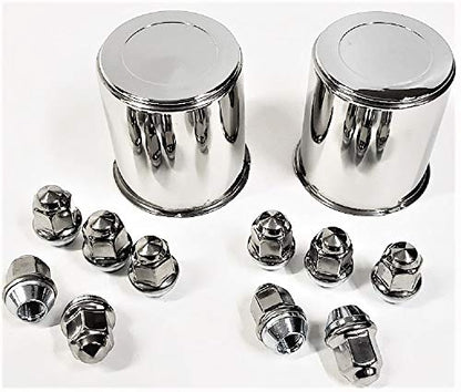 eCustomrim 2 Pack Trailer Wheel Lug Cap Set Stainless Hub Cover Lug Nuts