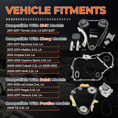 2.4 Timing Chain Kit w/Water Pump Fit For Chevy Equinox, Replaces# 94201S - size: 12621505