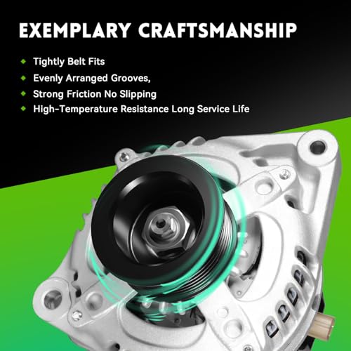 11390N New Alternator Replacement for 2.4L Honda Accord 2008-2012, Acura TSX 2009 2010 2011 2012 2013 2014, 130A, 12V, 7-Groove Pulley, 11390, 1042105890, 12870 - size: 11390N