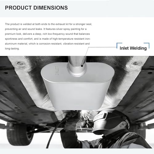 3" ID Center/Center Single Chamber Muffler Pair - Aggressive Deep Sound, Aluminized Steel, Welded/Clamp-On (13" Total Length) - size: 3 Inch-Silver