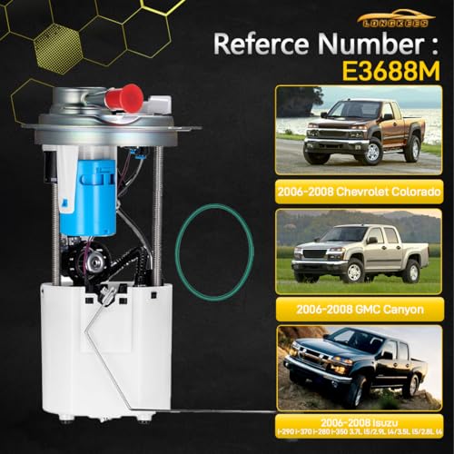 Electric Fuel Pump Assembly FIT 2006–2008 Chevrolet Colorado, GMC Canyon, Isuzu i-280, i-290, i-350, i-370 2.8L 2.9L 3.5L 3.7L – Replace OE# E3688M, MU1611, FG0435, P76237M, SP6435 - color: E3688M