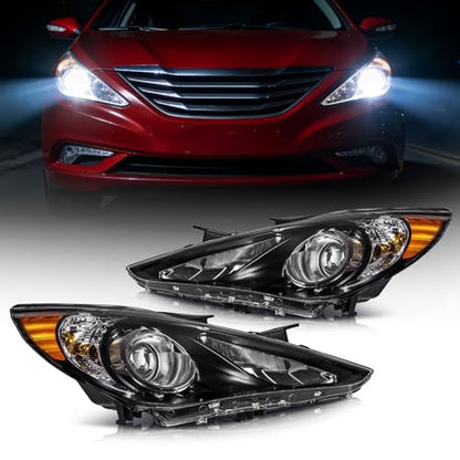 Torchbeam Headlight Assembly, Replacement For 2011-2014 Sonata 2.4L/2.0T - color: Black-Chrome/2011-2014 Sonata