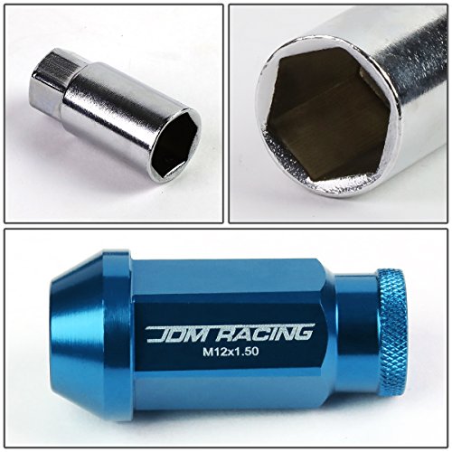 Auto Dynasty 20-Piece M12 x 1.5 Extended Aluminum Alloy Wheel Lug Nuts+Adapter Key (Light Blue) - color: Light Blue