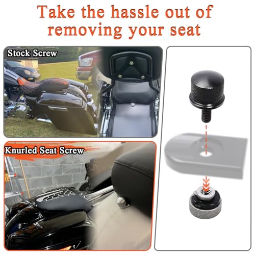 FOVPLUE 1/4″-20 Thread Seat Bolt/Screw and Nut Kit for Harley Softail - color: BLACK BOLT/NUT/WASHER
