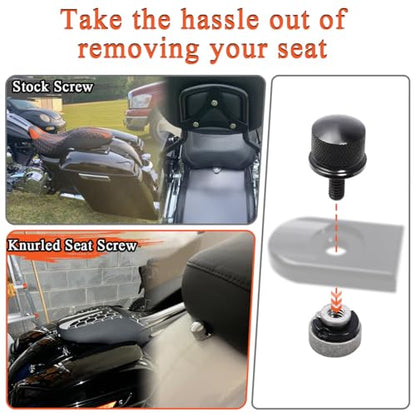 FOVPLUE 1/4″-20 Thread Seat Bolt/Screw and Nut Kit for Harley Softail - color: BLACK BOLT/NUT/WASHER