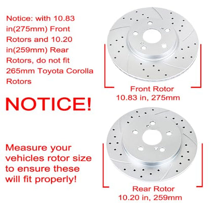 Acinoparts Front and Rear Brake Kit for Toyota 2009-2019 Corolla 2009-2014 - size: HMBK21701
