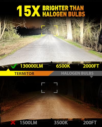 Termitor Latest 9005 LED Light Bulb, HB3 Halogen for Off-road, 90,000LM Brightness 6500K Daylight White, No Adapter Required, 3 Mins Easy Install, 85,000hrs+ Lifespan, IP68, 1: 1 size OEM, Pack of 2 - size: HB3/9005