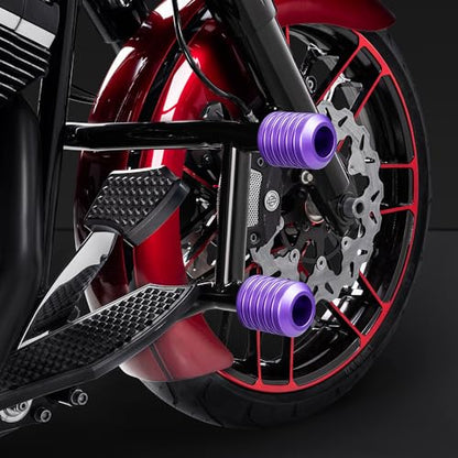 Advanblack Protek Two Step Highway Peg Crash Bar with CNC Slider Fit for 2014-2025 Harley Touring Road Glide Street Glide Electra Glide – Engine Guard Performance Upgrade (Purple CNC) - color: Purple CNC