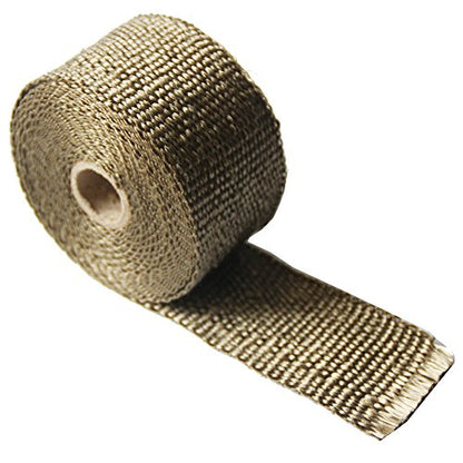 LEDAUT Heat Shield Insulation with Ties for Pipe 16' Roll Titanium Motorcycle Exhaust Tape Thermal Protection - size: 2 inches X 16 feet roll