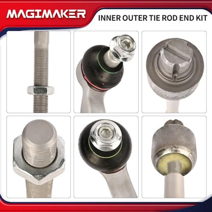 Inner Outer Tie Rod End Kit Compatible with Maserati Ghibli Base S SQ4 Q4, Quattroporte S SQ4 GTS 2014 2015 2016 Left & Right 4PCS Replace 673000005 673000006