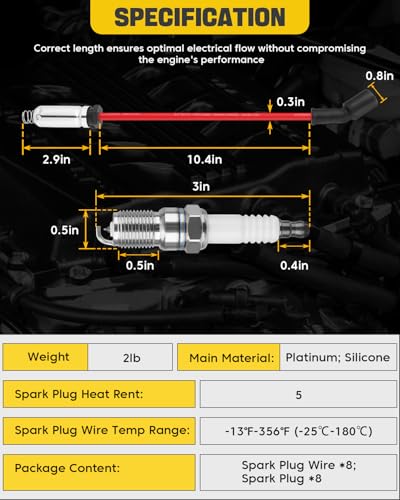 8Pcs 41-962 Spark Plugs & 9748HH Spark Plug Wires for LS Engine
