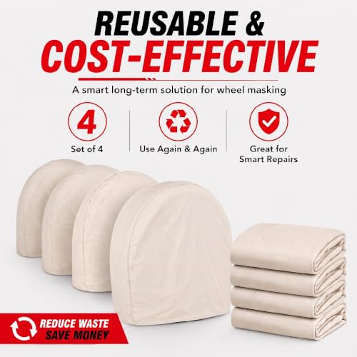LAUCO Canvas Wheel Tire Covers Set of 4, Absorbs Water and Oil - Protector for RV, Auto, Truck, Car, Camper, SUV, Trailer, Suitable for 27.5 inch Diameter Tire 50818