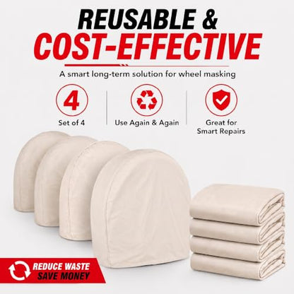 LAUCO Canvas Wheel Tire Covers Set of 4, Absorbs Water and Oil - Protector for RV, Auto, Truck, Car, Camper, SUV, Trailer, Suitable for 27.5 inch Diameter Tire 50818
