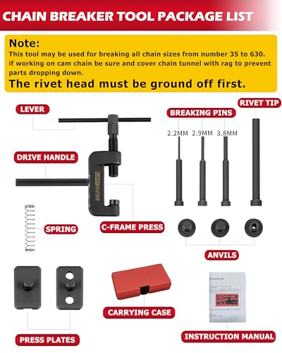 DAYUAN Motorcycle Chain Breaker Set, Chain Cutter and Riveter Kit, Red Case - color: Red