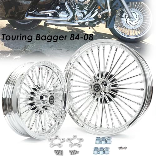 TOFR 21x3.5 16x3.5 Chrome Fat Spoke Wheels For Harley Touring Baggers 00-07 - color: Chrome, size: Front:21x3.5 Rear:16x3.5