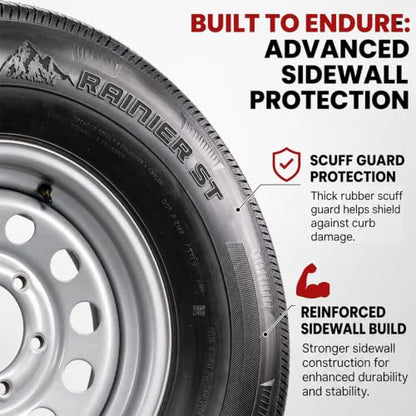 eCustomrim 2 Pack Radial Trailer Tire Rim Assembly ST225/75R15 6 Lug Silver