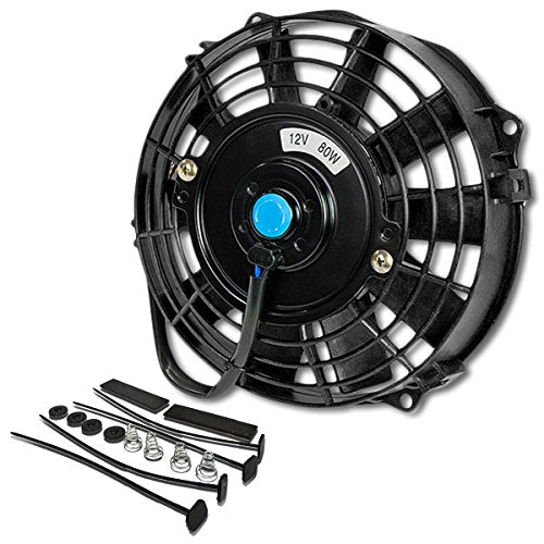 DNA Motoring 7 Inch High Performace Electric Cooling Slim Radiator Fan with Mount Kit, Black, RAF-7+FMK - color: Black, size: 7 Inch