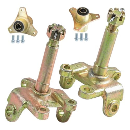 Steel Alloy Wheel Hub Steering Knuckle Set, 17mm 3 Stud Front Wheel Hub Bearing Flange Steering Knuckle Spindle for 6in Tires 110cc 125cc Go kart Buggy Karting ATV UTV Quad Bike - size: hub+steering knuckle