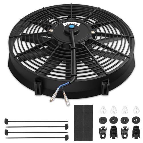 Auto Dynasty 14 inch Universal 12V Electric Radiator Cooling Fan Kit, Black - color: Black, size: 14 Inch Diameter