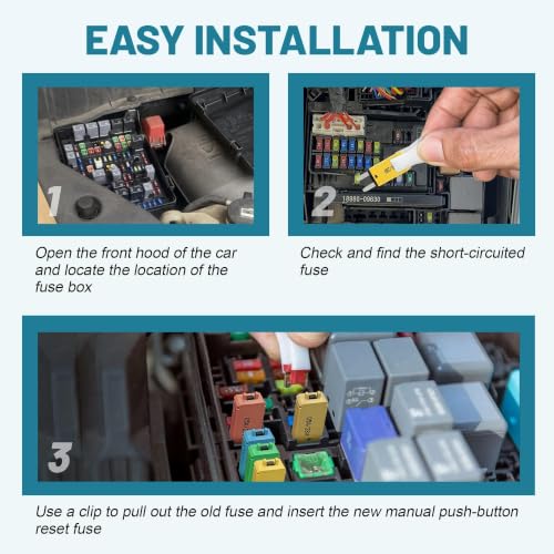 NuIth 20A ATM Manual Reset Fuse Kit, 20 AMP Low Profile Mini Blade Resettable Circuit Breaker Fuse DC 12V-28V for Car Truck RV Marine Electrical Diagnosis 2PCS - style: 20A 2PCS