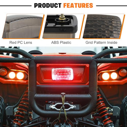JMTBNO ATV Led Tail Light Red Lens Rear Brake Tailtight Running Lights Compatible with Yamaha Rhino Kodiak Grizzly Big Bear Bruin Wolverine Viking 5KM-8472C-10-00 - color: SMOKE LENS