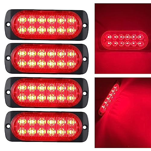 4X LED Tail Lights 12-24V Red Super Bright Ultra Slim Hi/Lo Brightness Trailer Lights Surface Mount Tail Brake Lights for Trailer ATV Boat RV Truck Tractor - size: 4PCS