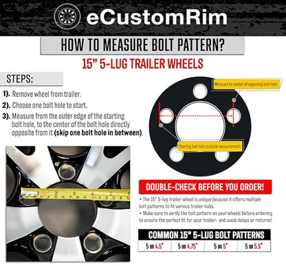 eCustomrim 2 Pack Trailer Wheel Lug Cap Set Stainless Hub Cover Lug Nuts