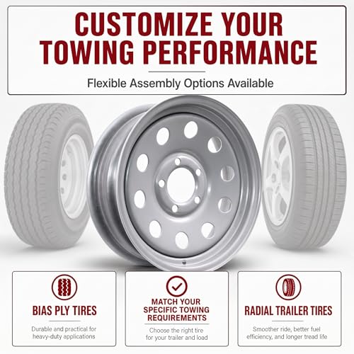 eCustomrim Trailer Wheel 15X5 15 Inch 5 Lug On 4.5 Silver Modular Rim