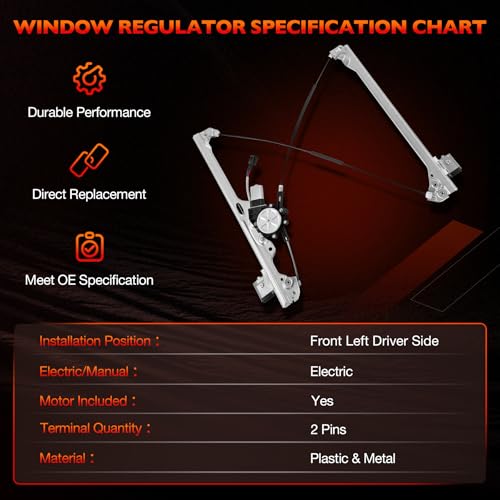 741-442 Front Left Driver Side Power Window Regulator with Motor - size: 741-442