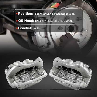 cciyu Front Left & Right Brake Calipers With Bracket 18B5288 18B5289 - size: Front[18B5288+18B5289]