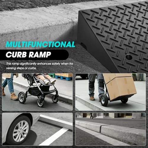 DNA Motoring 7.7" Rise Rubber Curb Ramp Heavy Duty Loading Driveway Ramp Threshold Ramp 39" W x 19.7" D x 7.7" H for Loading Dock, Warehouse, Motorcycles, Cars, TOOLS-00654 - style: 7.7 in